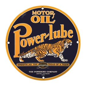 Vintage Power-lube Motor Oil Sign ? Classic Collectible Art Deco Style Decor