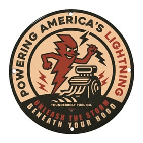 Vintage Thunderbolt Fuel Company Sign - Powering America's Lightning Spirit