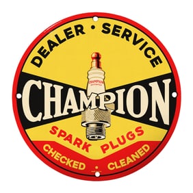Vintage Champion Spark Plug Sign - Classic Automotive Memorabilia for Collectors
