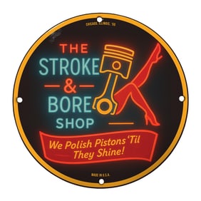 Vintage Neon Sign: The Stroke & Bore Shop - Perfect for Automotive Enthusiasts!
