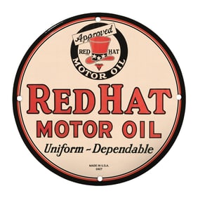 Vintage Red Hat Motor Oil Sign ? A Timeless Collectible for Oil Enthusiasts