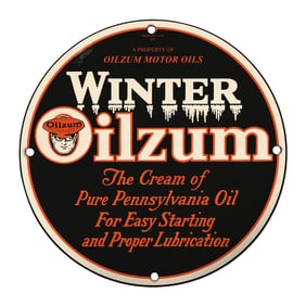Vintage Oilzum Winter Motor Oil Sign: Unique Collector's Item for Automotive Enthusiasts