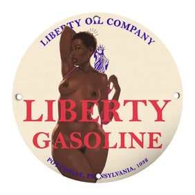 Vintage Liberty Oil Company Gasoline Sign Featuring Iconic Artwork from Pottsville, PA