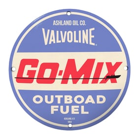 Vintage Valvoline Go-Mix Outboard Fuel Sign - Perfect for Collectors and Marine Enthusiasts