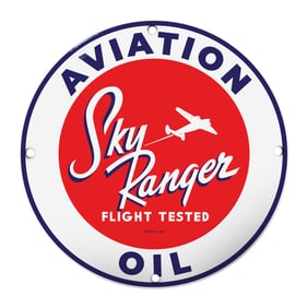 Vintage Aviation Sky Ranger Oil Sign - Flight Tested Excellence for Collectors