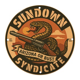 Authentic Sundown Syndicate Metal Sign - Perfect for Vintage Decor and Collectors