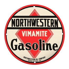 Vintage Northwestern Vimamite Gasoline Sign - Classic Oil Company Memorabilia
