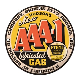 Vintage Hudson's AAA-1 Lubricated Gas Sign ? Iconic Collector's Item from Kansas City