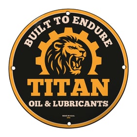 Vintage Titan Oil & Lubricants Sign - Durable Quality Decor for Automotive Enthusiasts