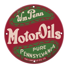 Vintage Wm Penn Motor Oils Sign - Perfect for Collectors and Automotive Enthusiasts