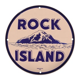 Vintage Rock Island Sign - Ideal Decor for Vintage Collectors and Enthusiasts