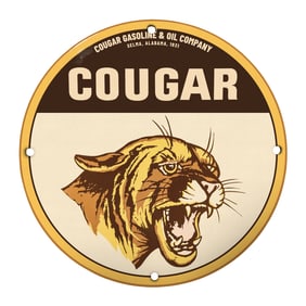 Vintage Cougar Gasoline & Oil Company Advertising Sign ? A Collector's Gem from 1931