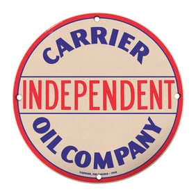 Rare Vintage Carrier Independent Oil Company Sign from 1945 - A Collectible Marvel