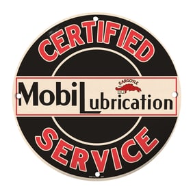 Vintage Mobil Lubrication Certified Service Sign - Eye-Catching Collector's Item