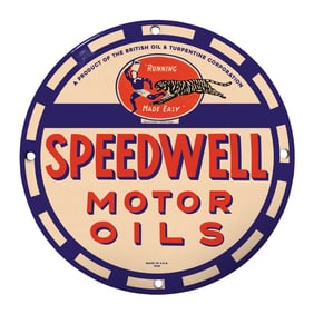 Vintage Speedwell Motor Oils Sign - Retro Automotive Decor for Collectors