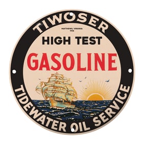 Rare 1936 Tidewater Oil Service Gasoline Sign - Vintage Collector?s Item