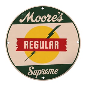 Vintage Moore's Supreme Gasoline Sign: A Retro Collector's Gem for Bidding