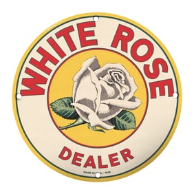 Vintage White Rose Dealer Sign - Classic Americana Memorabilia for Collectors