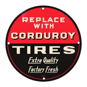 Vintage Corduroy Tires Advertising Sign - Extra Quality and Factory Fresh Appeal