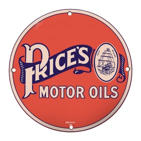 Vintage Price's Motor Oils Sign: A Collector's Treasure for Automotive Enthusiasts
