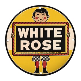 Rare Vintage White Rose Sign: Canadian Oil Companies Ltd. Advertising Memorabilia