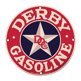 Vintage Derby Gasoline Sign - A Collector's Dream for Automotive Enthusiasts