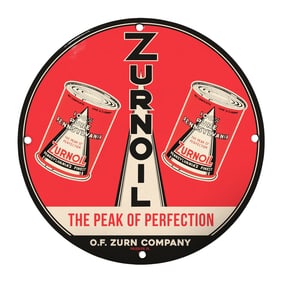 Vintage Zurnoil Sign - The Peak of Perfection in Oil Advertising Memorabilia