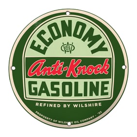 Vintage Wilshire Economy Anti-Knock Gasoline Sign: A Classic Collector's Item