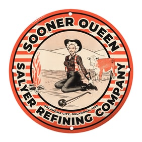 Vintage Sooner Queen Salyer Refining Company Sign ? A Retro Americana Treasure