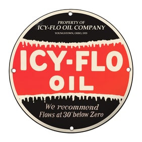 Vintage Icy-Flo Oil Company Sign: Iconic 1933 Advertising Collectible