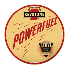 Vintage Keystone Ethyl Gasoline Sign - A Collector's Dream for Auto Enthusiasts