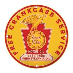 Vintage Seal Tite Motor Oil Sign with Free Crankcase Service - Classic Garage Decor