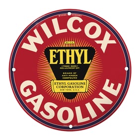 Vintage Wilcox Gasoline Ethyl Sign - Classic Collectible for Car Enthusiasts