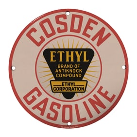 Vintage Cosden Ethyl Gasoline Sign - Classic Antiknock Compound Memorabilia