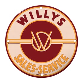 Vintage Willys Sales-Service Advertising Sign - Automotive Memorabilia Collectible