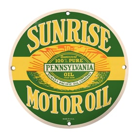 Vintage Sunrise Motor Oil Sign: A Collector's Treasure from Sunset Pacific Oil Company