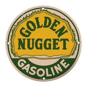 Vintage Golden Nugget Gasoline Sign - Rare Collectible for Enthusiasts