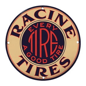 Vintage Racine Tires Collectible Sign: Every Tire A Good Tire - Perfect for Automotive Enthusiasts