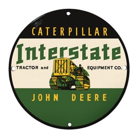 Vintage Caterpillar Interstate John Deere Tractor Sign: A Collector's Gem
