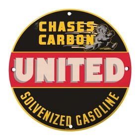 Vintage Chase's Carbon United Solvenized Gasoline Sign ? Classic Americana Decor