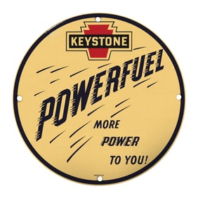 Vintage Keystone Powerful Fuel Sign - A Retro Collectible for Enthusiasts