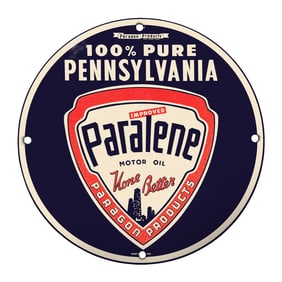 Vintage Paralone Motor Oil Sign - 100% Pure Pennsylvania Advertising Memorabilia