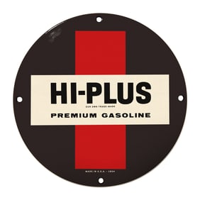 Vintage HI-PLUS Premium Gasoline Sign - Perfect Addition for Collectors and Car Enthusiasts