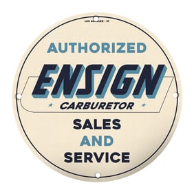 Vintage Ensign Carburetor Authorized Sales & Service Sign for Home Decor Enthusiasts