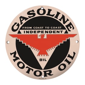 Vintage Independent Gasoline Oil Sign: A Classic Piece of Americana for Collectors