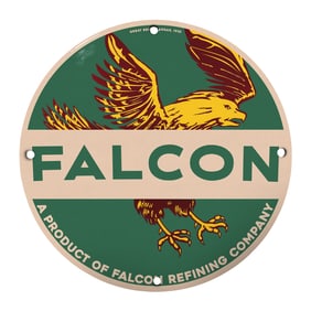 Vintage Falcon Refining Company Sign Featuring Majestic Eagle Design - A Collector's Dream