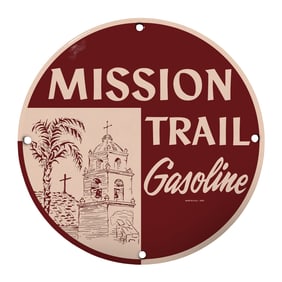 Vintage Mission Trail Gasoline Sign ? A Unique Piece for Collectors and Decor Enthusiasts