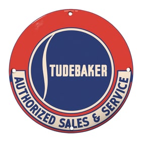 Rare 1947 Studebaker Authorized Sales & Service Vintage Metal Sign for Auction