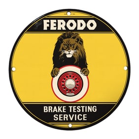 Vintage Ferodo Brake Testing Service Sign - Iconic Lion Design for Automotive Enthusiasts