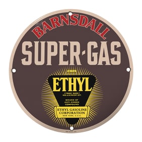 Rare Barnsdall Super-Gas Ethyl Vintage Sign - Collectible Automotive Memorabilia